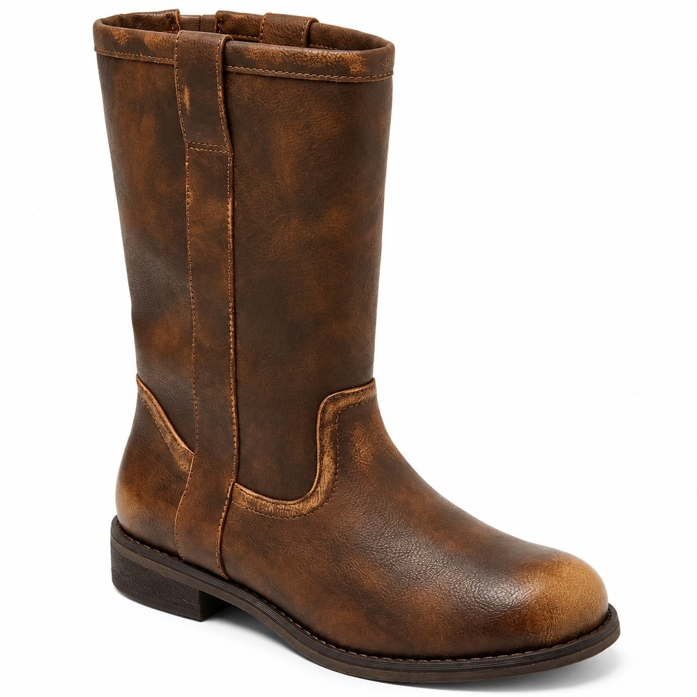 Universal Thread Teddi Mid-Calf Boots Dark Brown Faux Leather Womens 7 NEW